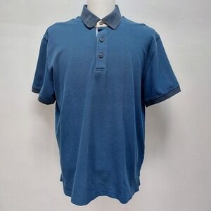 LL Bean Casco Bay Polo Shirt Men's Large Blue Preppy Cotton Pique